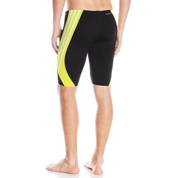 Adidas Solid Splice Infinitex + Swim Jammer Yellow 3 Stripes Mens 38 - Picture 4 of 9